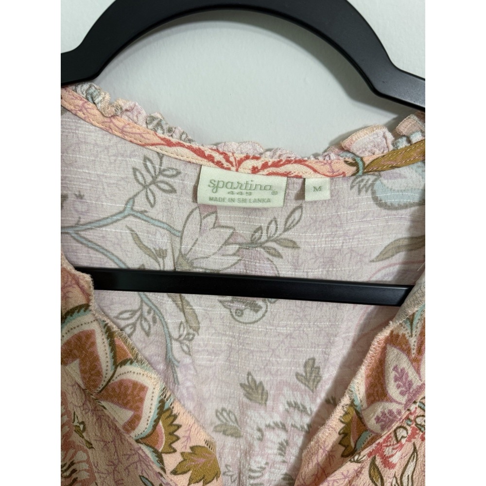 Spartina 449 Elayne Splitneck Dress Calm Waters Floral Sz M Pink Peasant - Picture 6 of 10